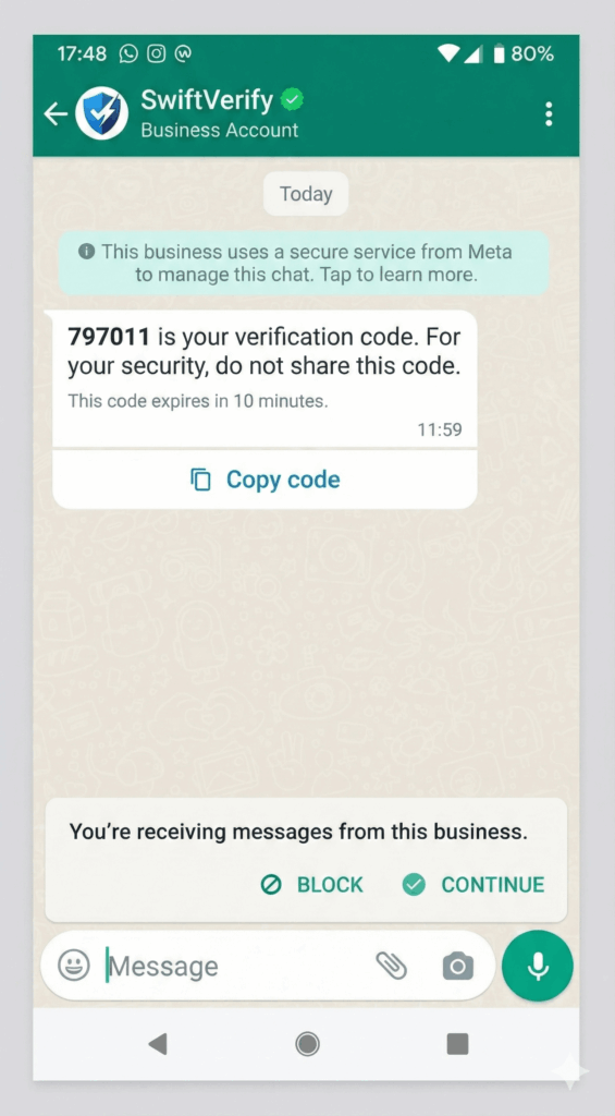 whatsapp authentication message template