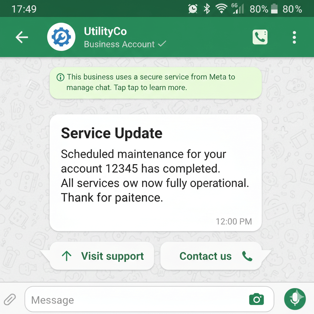 whatsapp utility message template